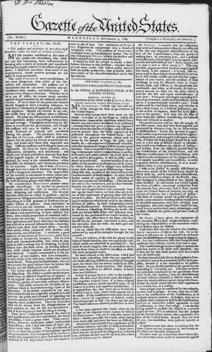 Hamilton and Jefferson and their supporters attacked each other in the two newspapers. Writing under the pen name T.L.
