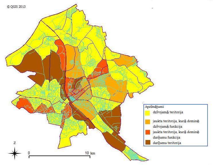 Rīgas telpiski funkcionālais modelis pēc nodarbināto / iedzīvotāju attiecības 55.