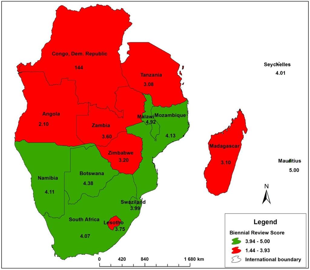 Figure 1: Country overall progress for implementing the Malabo Declaration for Agriculture Source: AUC, 2018 The report/aats by region is based on the five AU geographic regions.