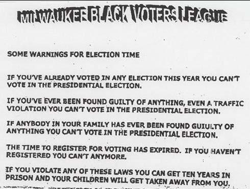 Voter intimidation and deceptive practices 2004 Wisconsin flier 2004