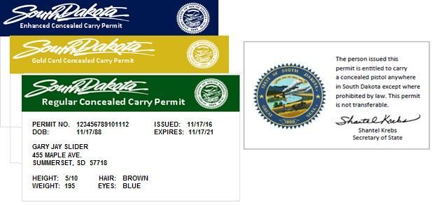 Below is the new permit that South Dakota Issues. The header plus color on the permit will show which of the three different permits it is that South Dakota Issues.