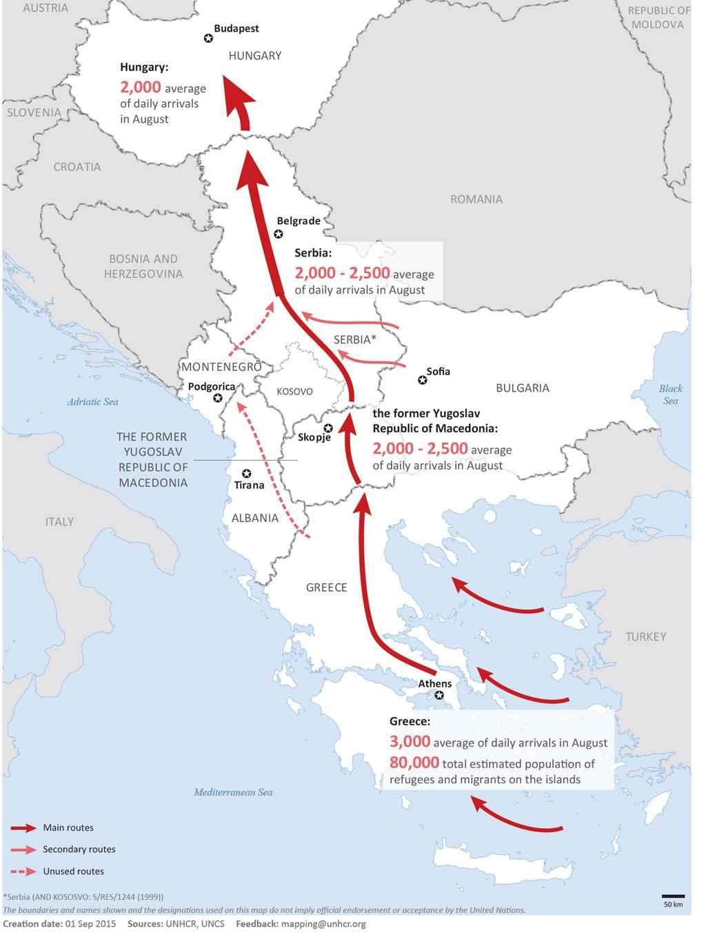 Sea arrivals and onward movements along the Greece-Western