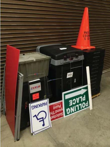 Closing the Polls Deputy will collect the following and stack with other supplies for pick up by SOE staff: A-frame Precinct Sign Disabled Parking Signs No Solicitation Sign Selfie Sign