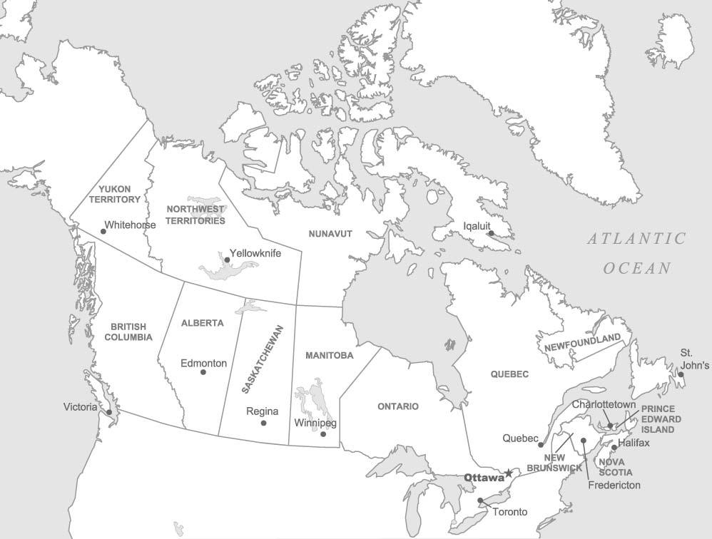 Map of Canada Teacher Directions Give each student one copy each of the BLMs Map of Europe, Map of Mexico, and Map of Canada, and a pencil. Pull down the wall maps of the three regions being studied.