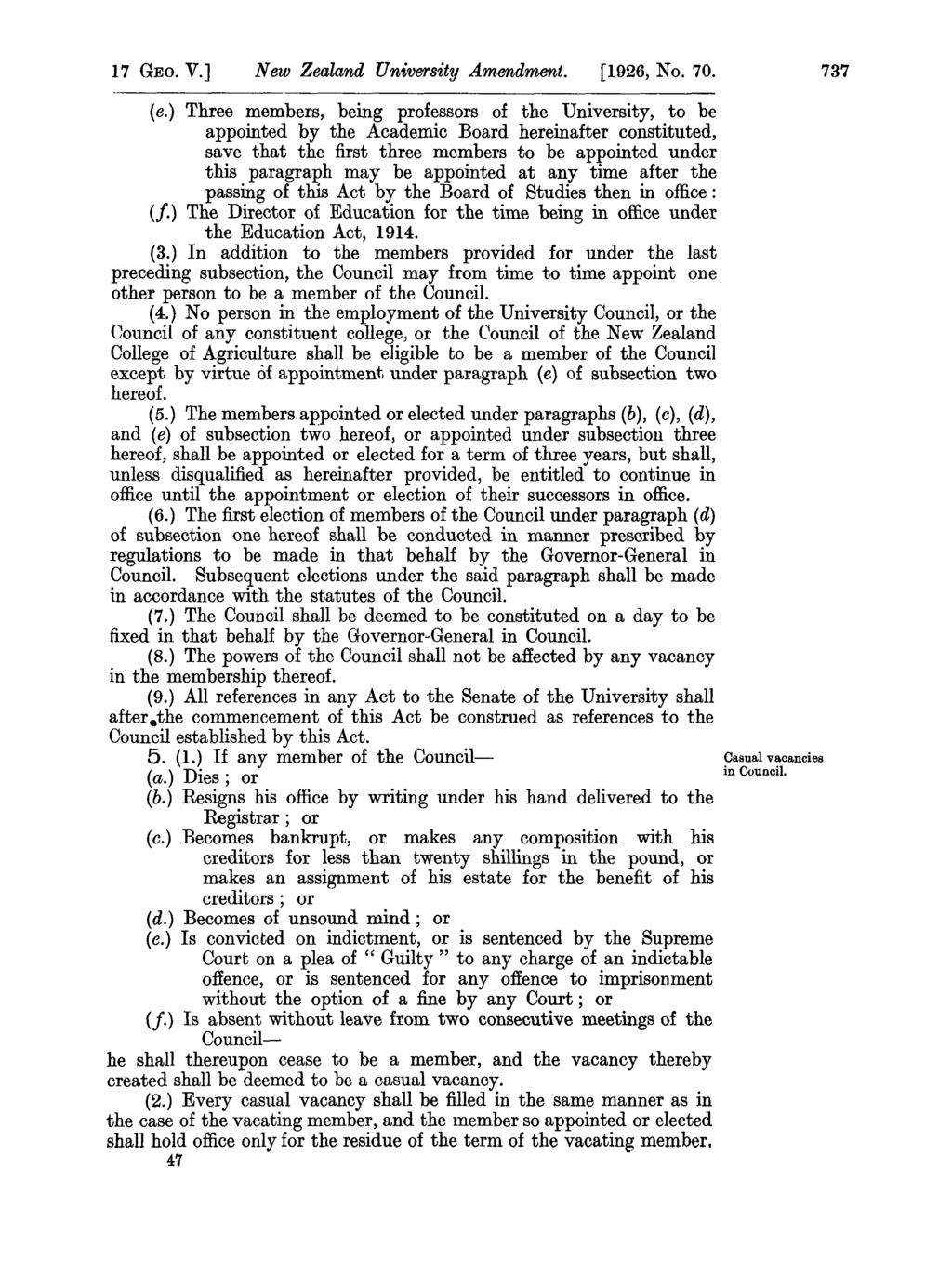 17 GEO. V.] New Zealand UniveJrsity Amendment. [1926, No. 70. 737 (e.