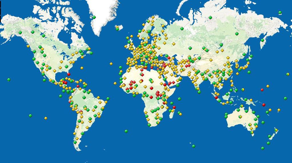 UNESCO Map of Cultural Heritage Sites in the world.