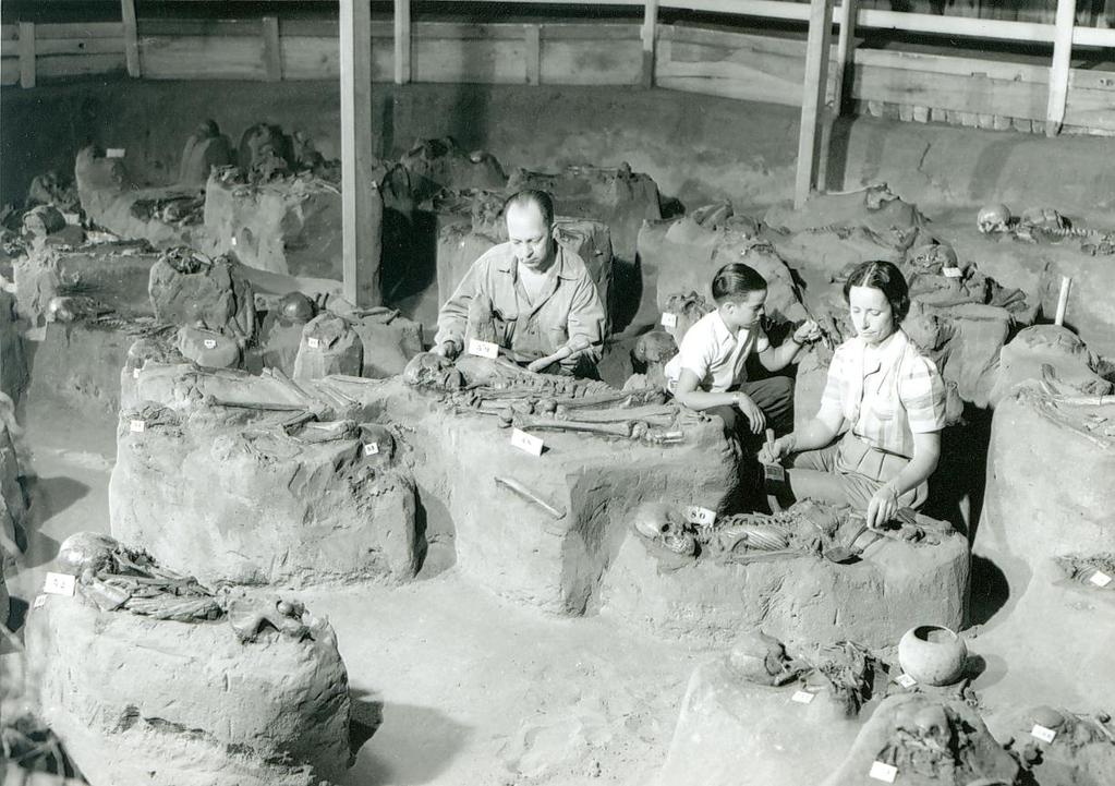 Plate 1. Family shellacking the bones at the Saline County burial pit Courtesy of the Kansas State Historical Society in writing a piece of legislation.