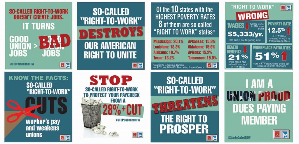 For files to post on your social media profiles, email askbac@bacweb.org Example Tweets: So-Called #RighttoWork is BAD for communities and the #economy.