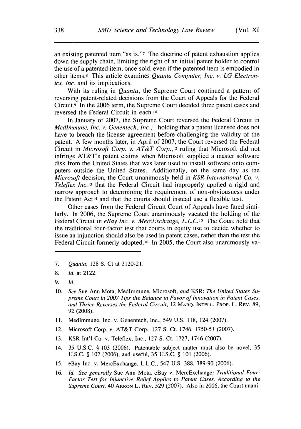 SMU Science and Technology Law Review [Vol. XI an existing patented item "as is.
