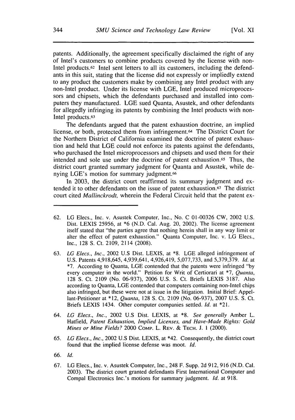SMU Science and Technology Law Review [Vol. XI patents.