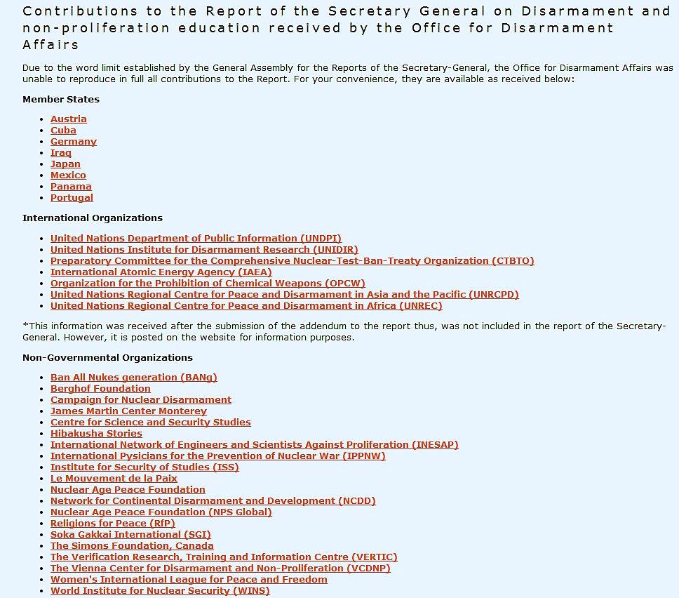 (Still) Underutilized Tool : UNODA Website on Disarmament