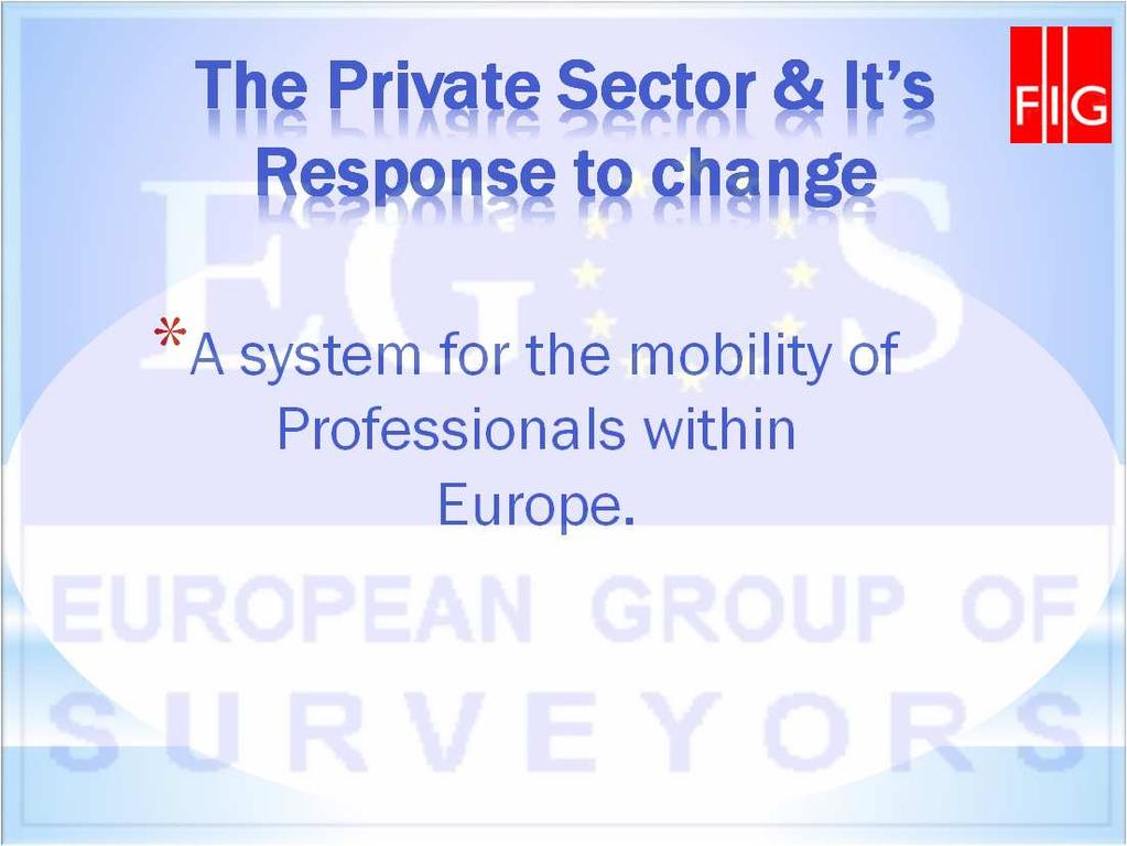The Private Sector & It s Response to change *A system for the mobility of Professionals within Europe.