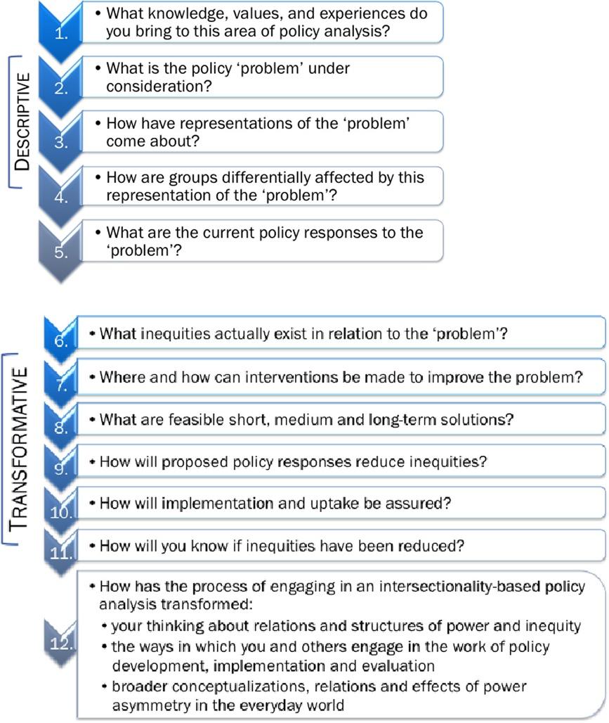 Hankivsky et al. International Journal for Equity in Health 2014, 13:119 Page 4 of 16 Figure 2 Descriptive & transformative overarching questions of IBPA.
