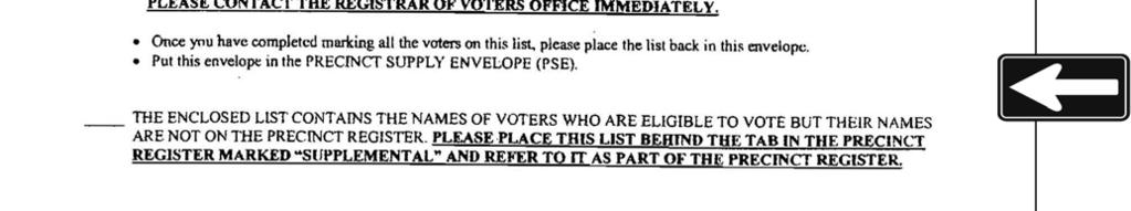 Use this list to mark VOT- ED BY MAIL by the corresponding names in the Precinct Register.