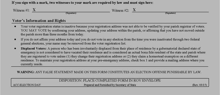 provisional paper ballot in a federal election.