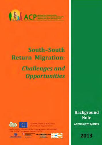 South-South return migration: Challenges and opportunities 2013/30 pages, French, Portuguese Among the different stages of the migration process, return is the one which is least well understood.