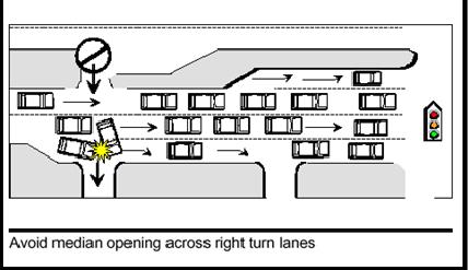 625-010-021-h Page 8 of 11 5.6.3 Median openings should not be located in the functional area of a signalized intersection.
