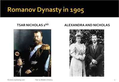 Russia had been ruled by the Romanovs for nearly 300 years as an autocracy. When, in 1894, Tsar Alexander III died from kidney failure at 49, his son Nicholas 2nd succeeded him.