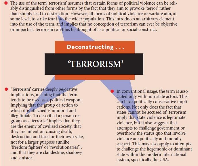 Terrorists rely on propaganda by the deed, high visibility and conscience shocking acts of violence that are designed to dramatize the impotence of government, to intimidate rival ethnic or religious
