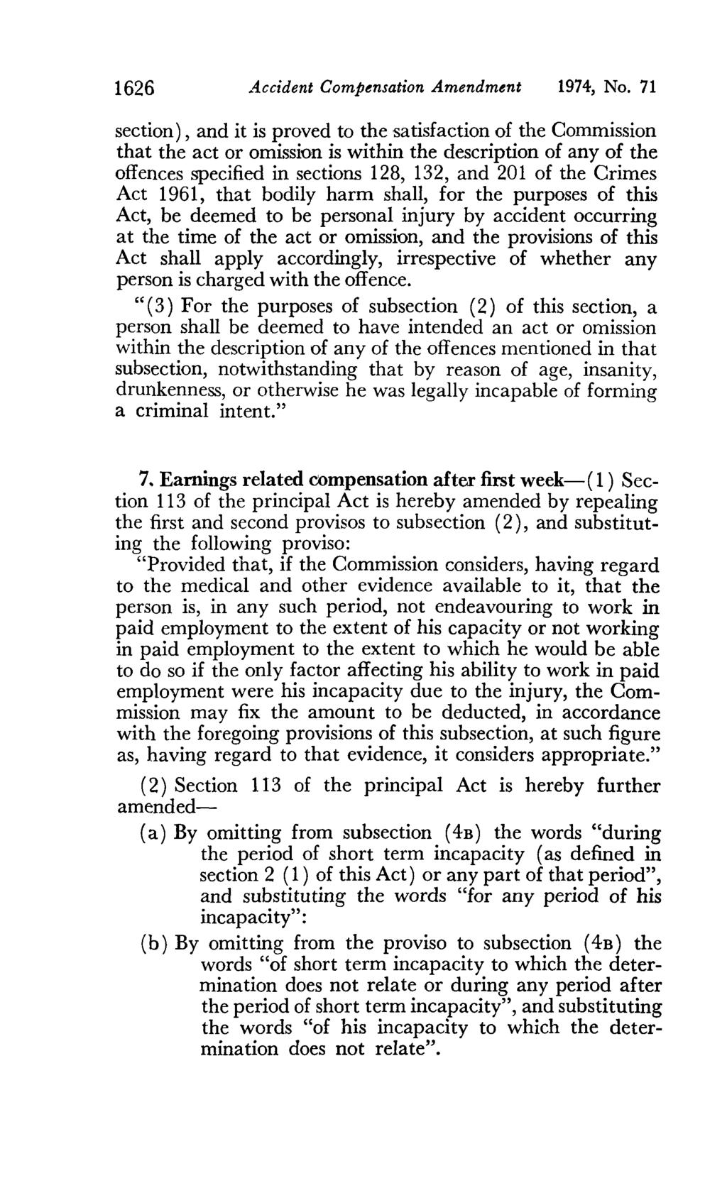 1626 Accident Compensation Amendment 1974, No.