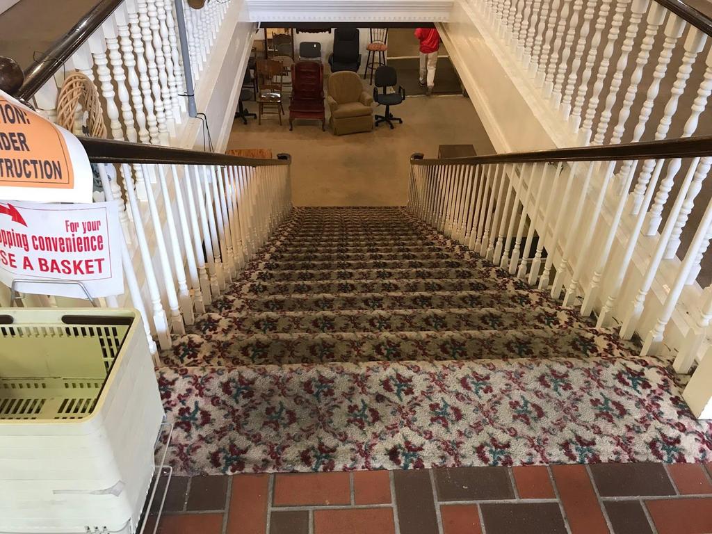 The new ramp would go in over the current stairs into