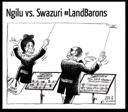 Cartoon by Gado, 20th March 2014 12 propelling the land reform has, therefore, to be nuanced: promise of democratizing the land sector had been, in 2002, an easy campaign manifesto against Moi, but