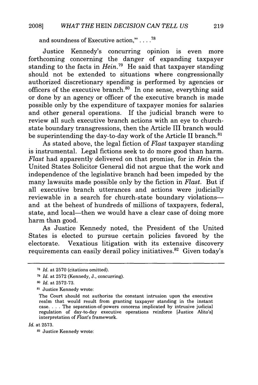 2008] WHAT THE HEIN DECISION CAN TELL US and soundness of Executive action,"'.