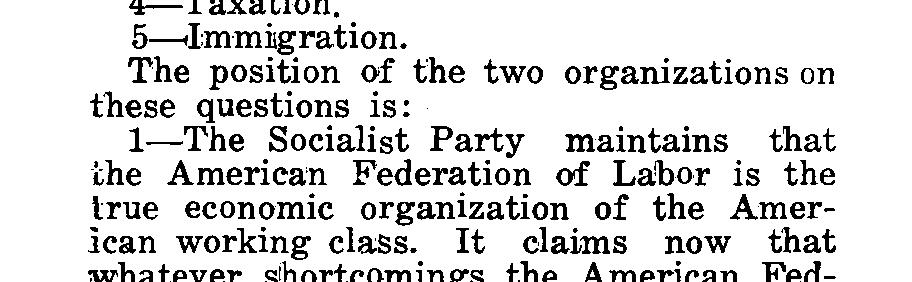 ihe Socialist Labor Party may be said to be on: I-The Trade Unions. %-Party Press Ownership. 3-State Autonomy. 4-Taxation. 5-Immigration.