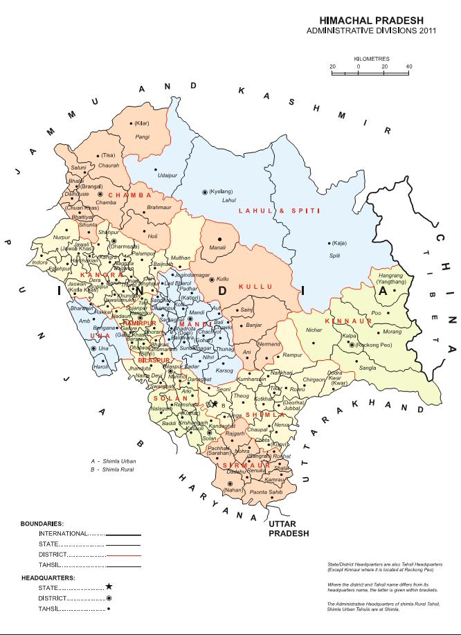1: Administrative Map of Himachal Pradesh