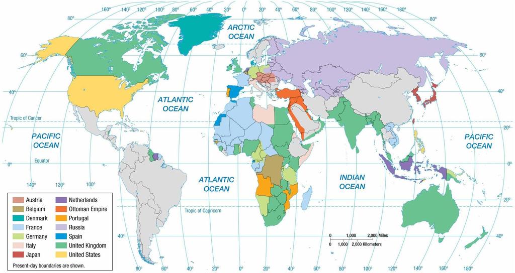 Colonies Colonialism A territory that is legally tied to a sovereign state rather than being completely independent. Sovereign state may run only its military and foreign policy.