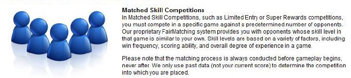 The GSN Cash Competitions site, describes matched skill competitions at least in