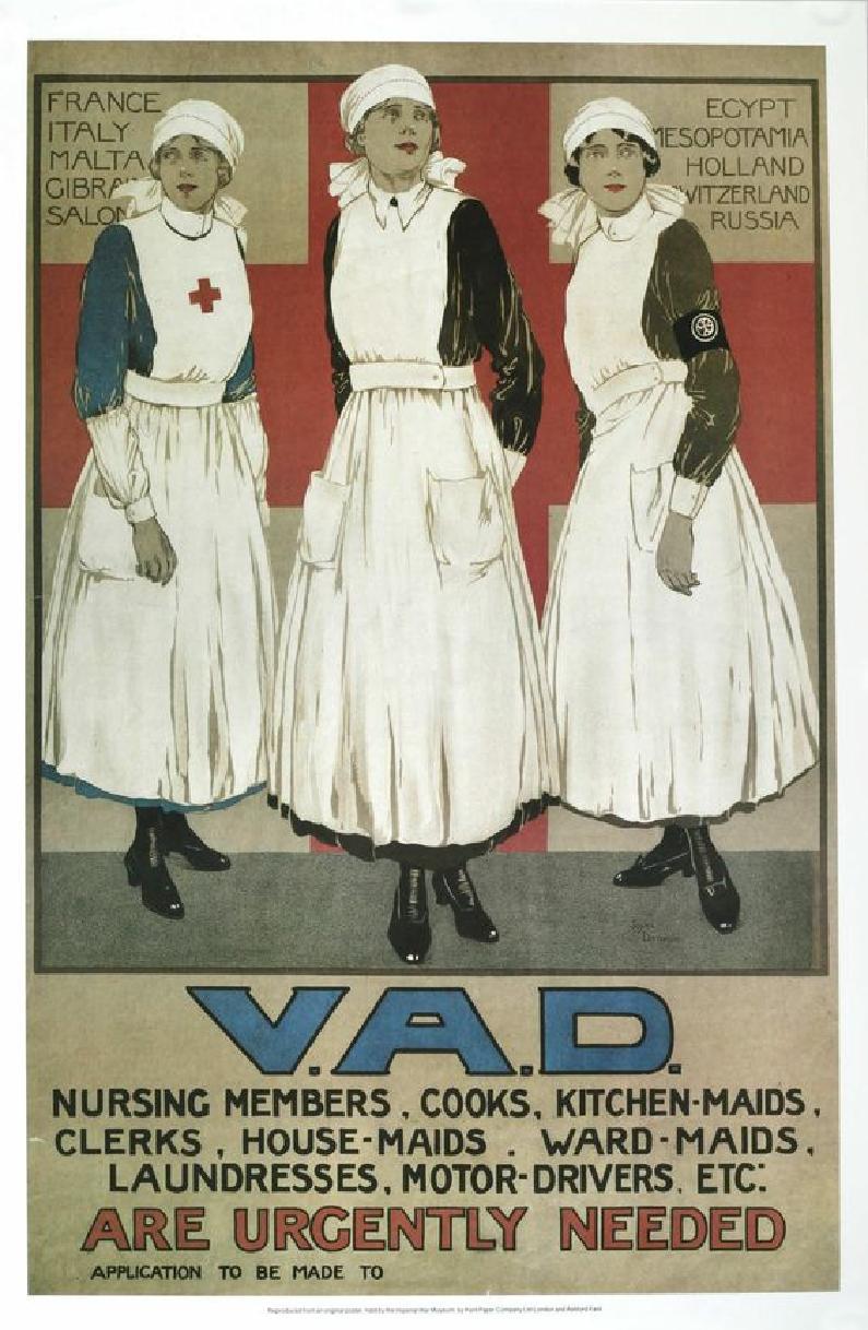 Source D: A government poster produced during the First World War encouraging women to enlist as nurses in the New Voluntary Aid Detachments (VADs).