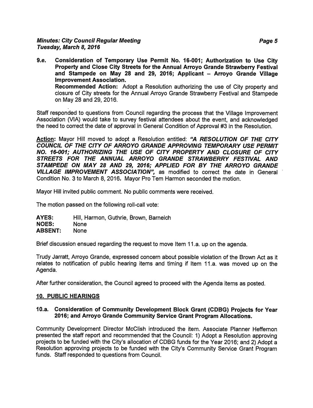 Page5 9.e. Consideration of Temporary Use Permit No.
