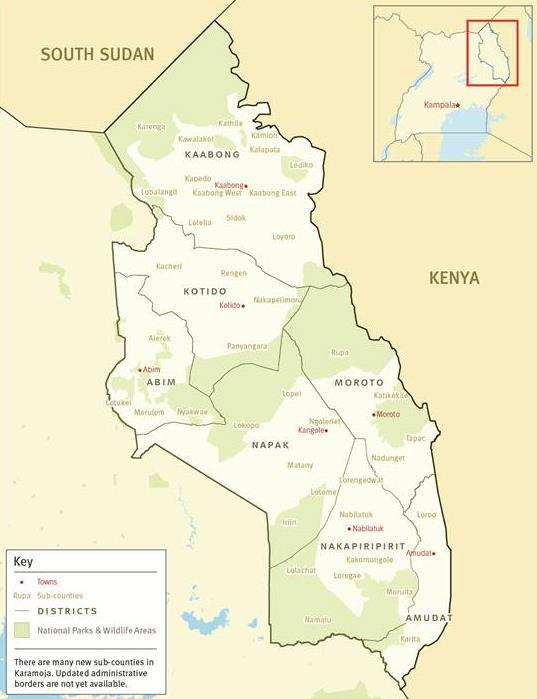Figure 2: Districts and Sub-Counties in Karamoja, HRW (2014) 20 20 Human Rights Watch. (2015, June 16). "H