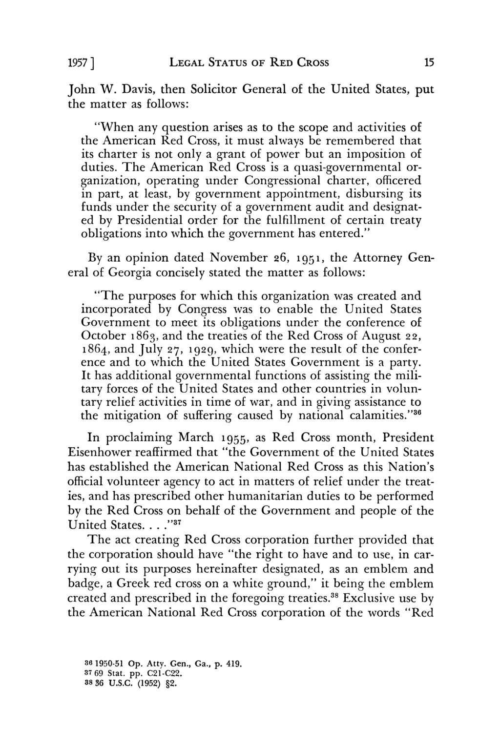 1957] LEGAL STATUS OF RED CROSS 15 John W.