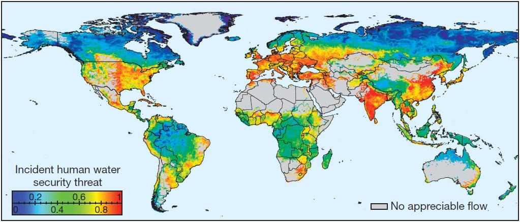 Global water security threat C. J. Vörösmarty et al., 'Global Threats to Human Water Security and River Biodiversity', 467 Nature (2010) 7315, 555.