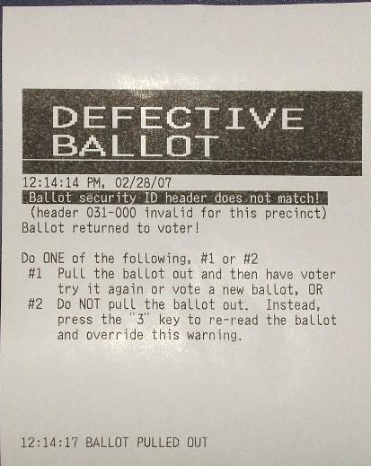 Remove Ballot from Scanner. 3. Allow Voter to review and complete Ballot and reinsert Ballot into Scanner. 4.