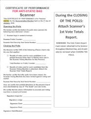 Scanner: Closing the Polls Certificate of Performance California Elections Code Sections 15250.