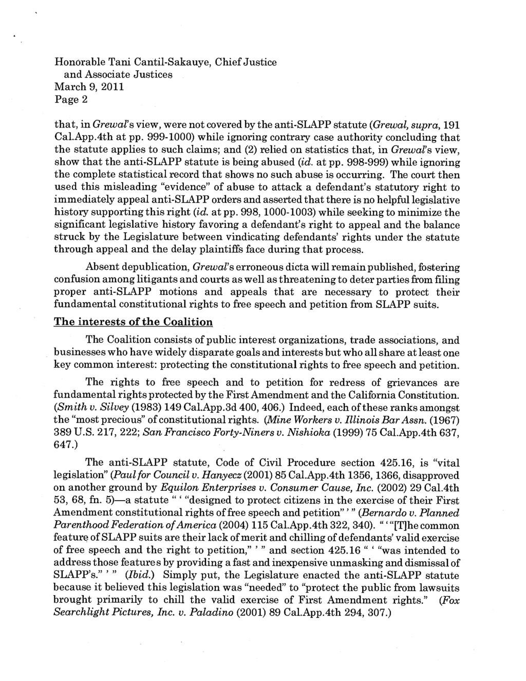 Page 2 that, in Grewal's view, were not covered by the anti-slapp statute (Grewal,.supra, 191 Cal.App.4th at pp.