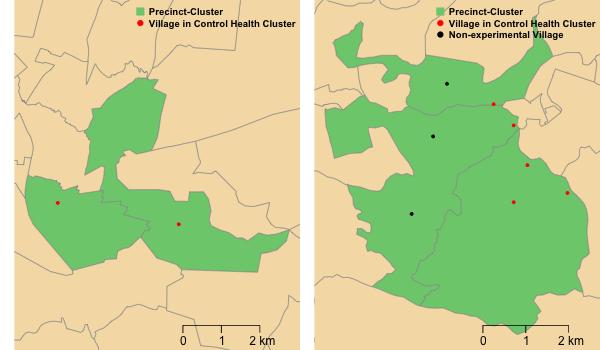Figure 1 gives examples of how we define precinct clusters in rural areas.