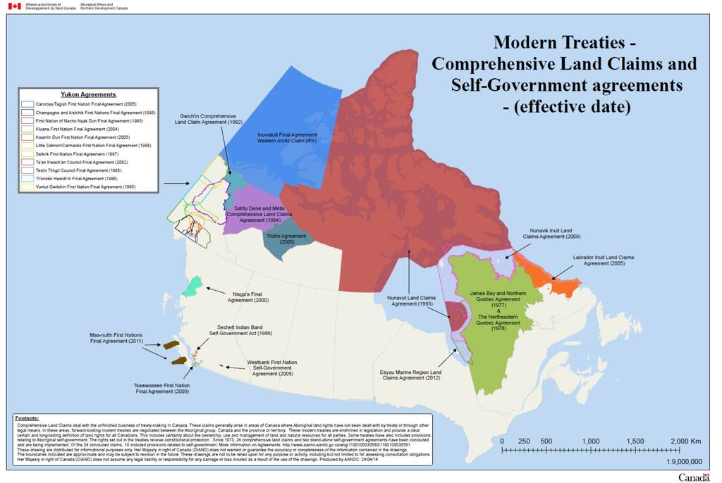 - 13 - Figure 4. A map of the modern Aboriginal settlement agreements in Canada.