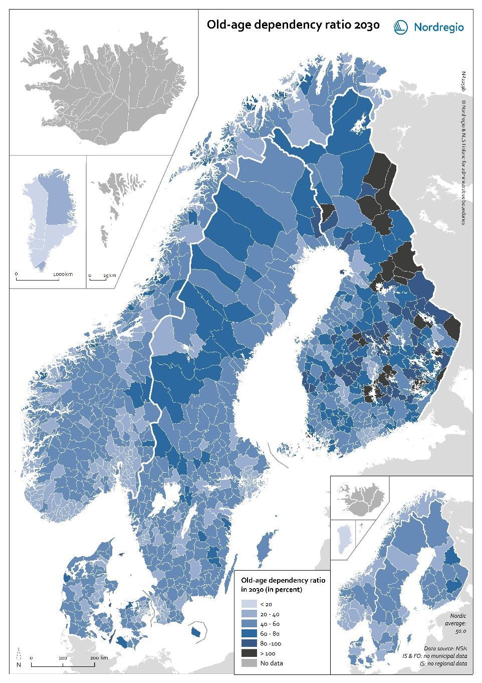 Demography Population forecast Over the past ten years, the population of the Nordic Region has grown quicker but also aged faster as a whole than in many
