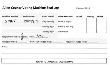 Book) Voting Machine Seal Log (red seals