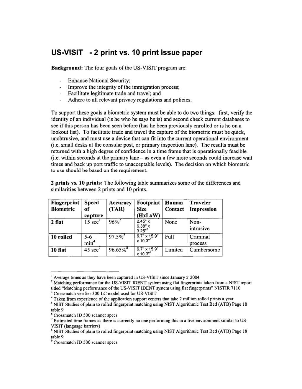 US-VISIT - 2 print vs.