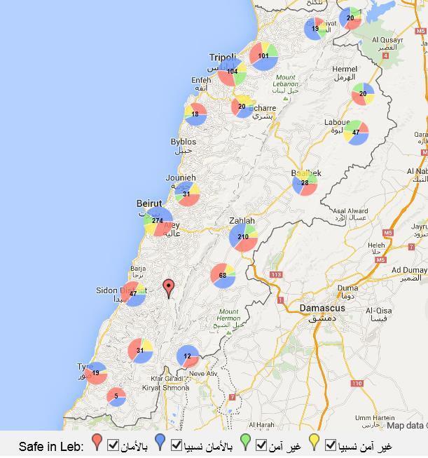 Highest safety in South Lowest in Ersal, Tripoli and Beirut