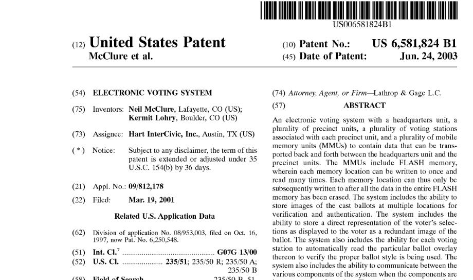 Ballot Image is Referenced in Hart Patents