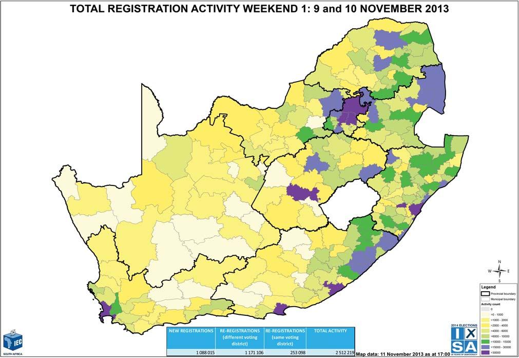 Fig. 5: Total registration activity for weekend 1: 9 and 10 November 2013.