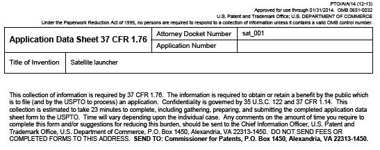 Patent Application Data Sheet form PTO/AIA/14 (6 of 6) Corrected Web-ADS and Enhanced Initial Web-ADS You will usually be using the ordinary ADS form (PTO/SB/14).