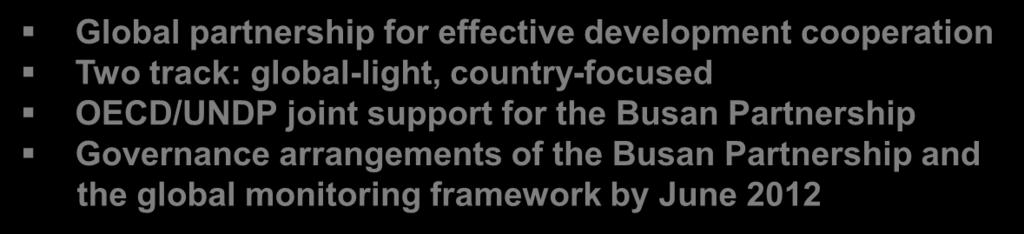 development cooperation Two track: global-light, country-focused OECD/UNDP