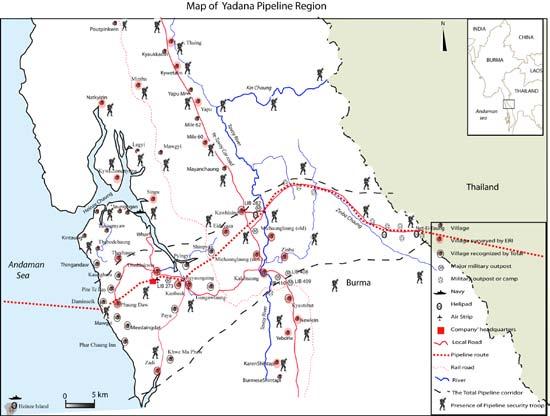 CONFLICT RISK NETWORK 8 Map of the Yadana pipeline running from the Bay of Bengal in southwest Burma to the Thai-Burma border.